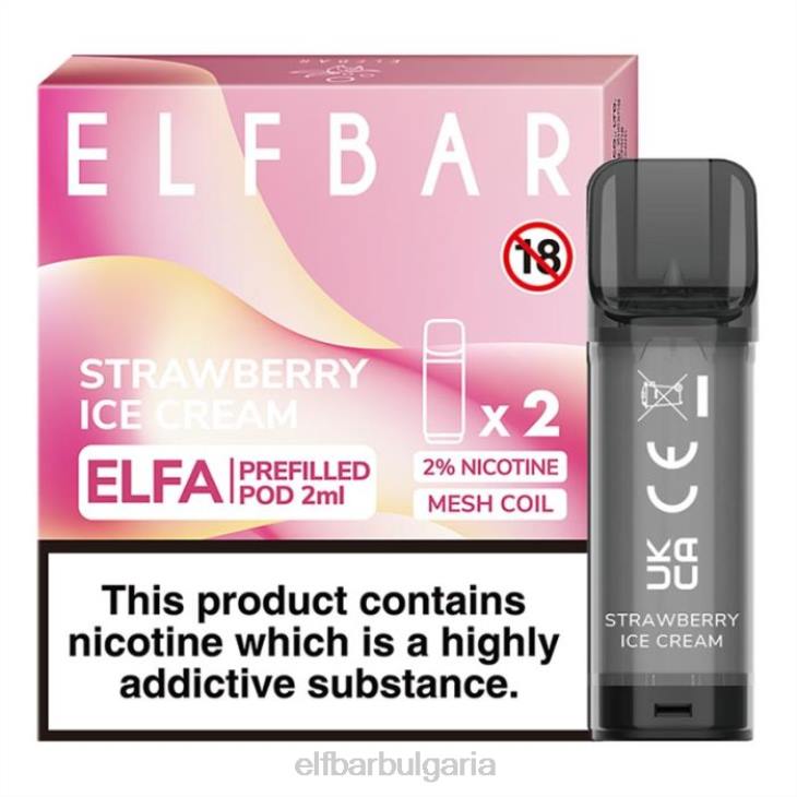 TN62115 elfbar elfa предварително напълнена капсула - 2 ml - 20 mg (2 опаковки) ягодов сладолед електронни цигари