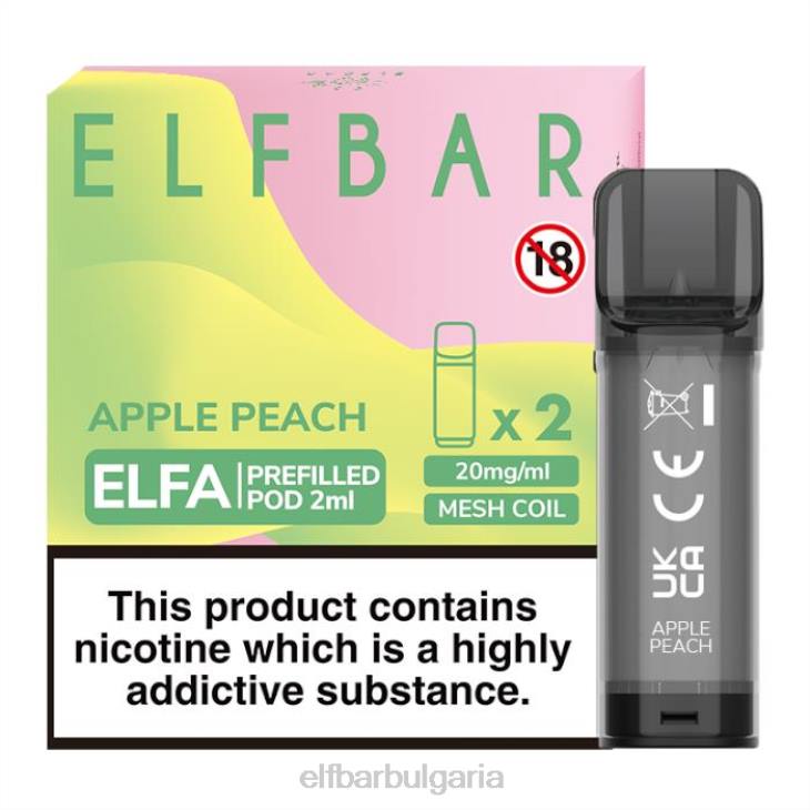 TN62116 elfbar elfa предварително напълнена капсула - 2 ml - 20 mg (2 опаковки) ябълка праскова електронни цигари