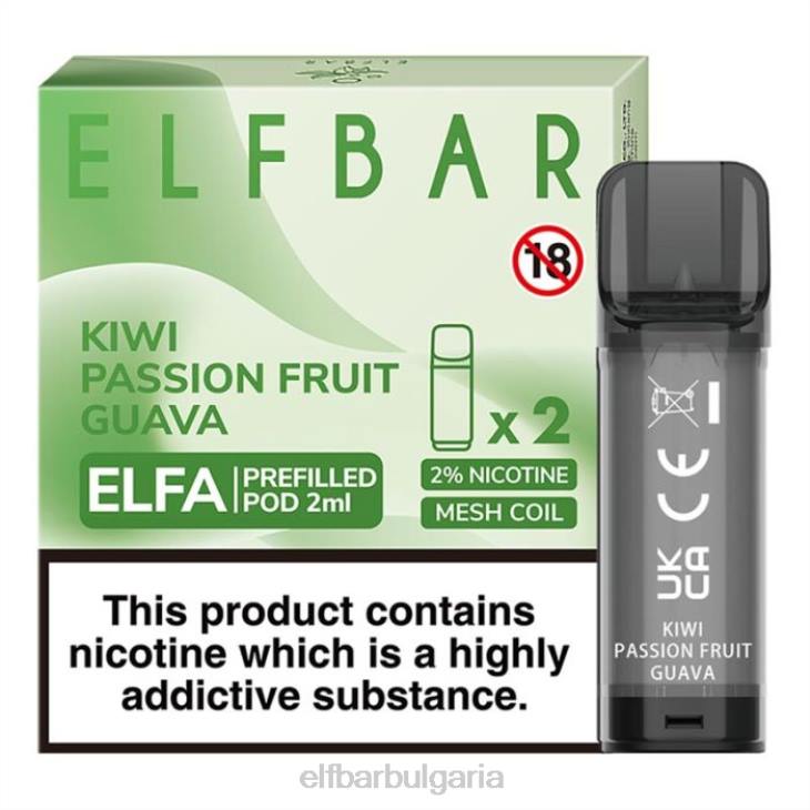 TN62117 elfbar elfa предварително напълнена капсула - 2 ml - 20 mg (2 опаковки) киви маракуя гуава електронни цигари