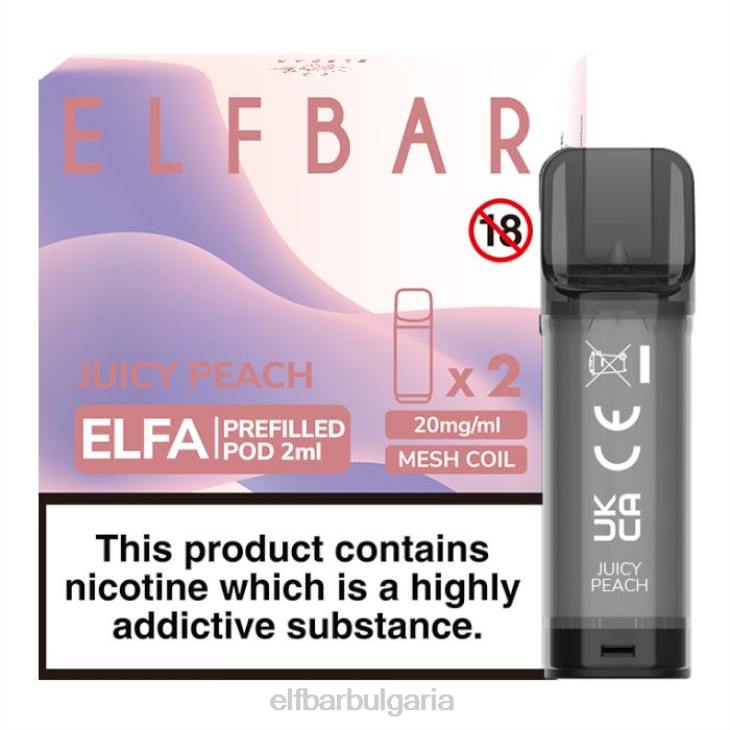 TN62125 elfbar elfa предварително напълнена капсула - 2 ml - 20 mg (2 опаковки) сочна праскова електронни цигари