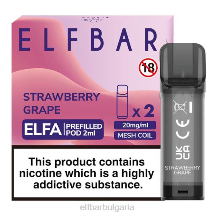 TN62130 elfbar elfa предварително напълнена капсула - 2 ml - 20 mg (2 опаковки) ягодово грозде електронни цигари