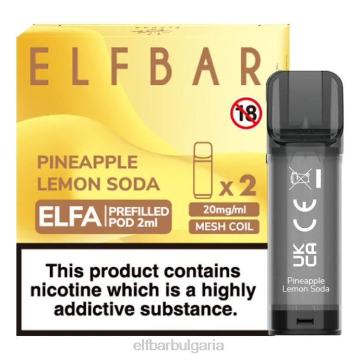 TN62134 elfbar elfa предварително напълнена капсула - 2 ml - 20 mg (2 опаковки) ананас лимон сода електронни цигари